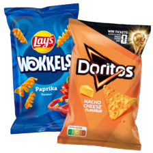 Doritos zak à 170/185 gram
of Lay’s wokkels
zak à 100 gram